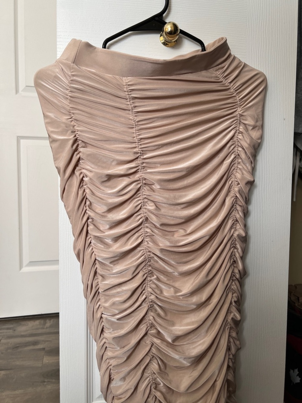 Ruched Midi Skirt in Blush